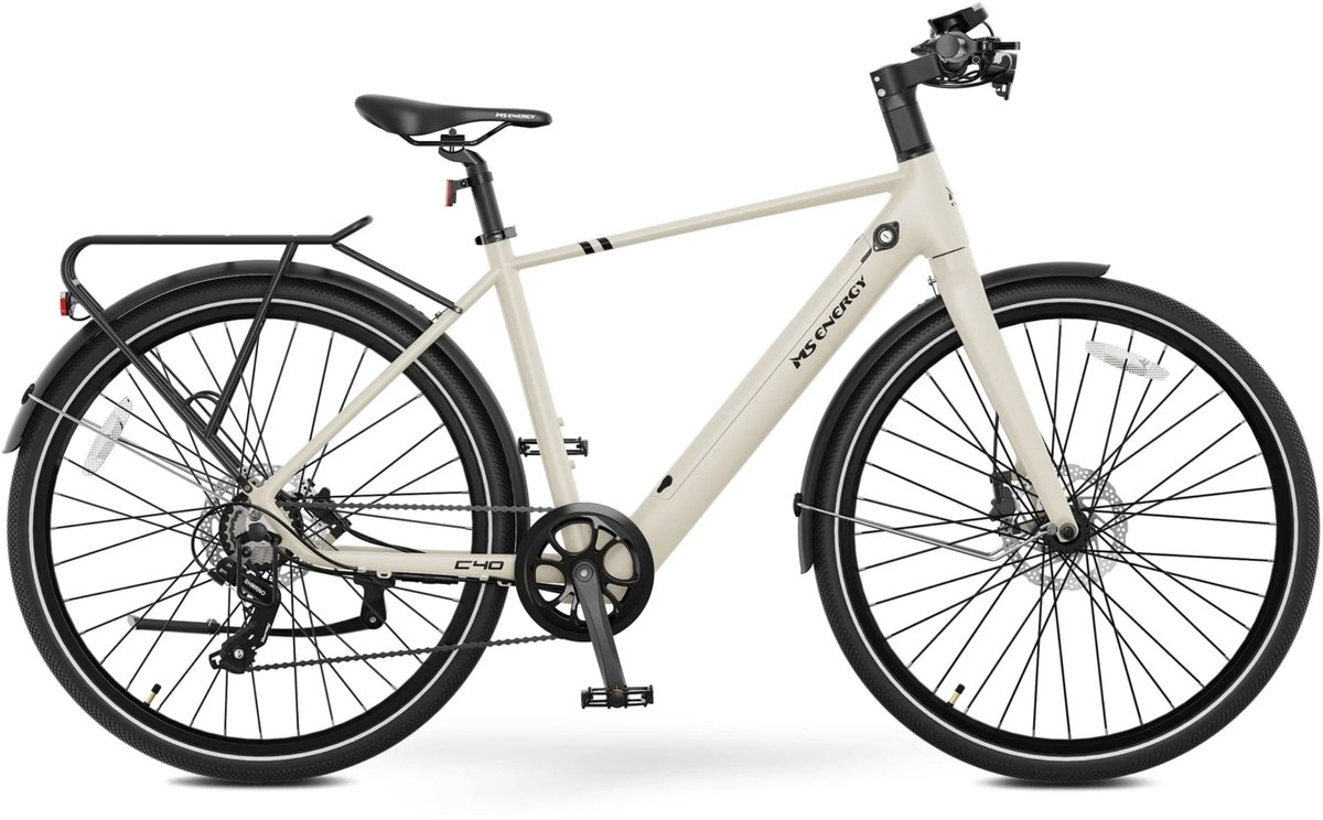 ms energy c40 elektrische fiets urban e bike herenfiets stadsfiets achterwielmotor 8 versnellingen 28 inch 50 cm grijs