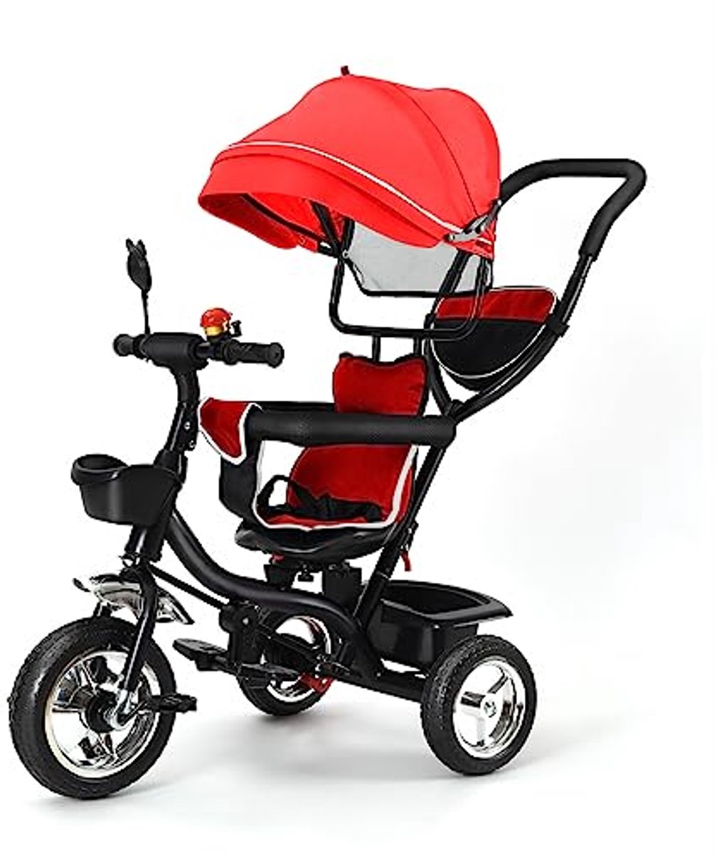 multifunctionele driewieler met duwstang en pedalen voor kinderen