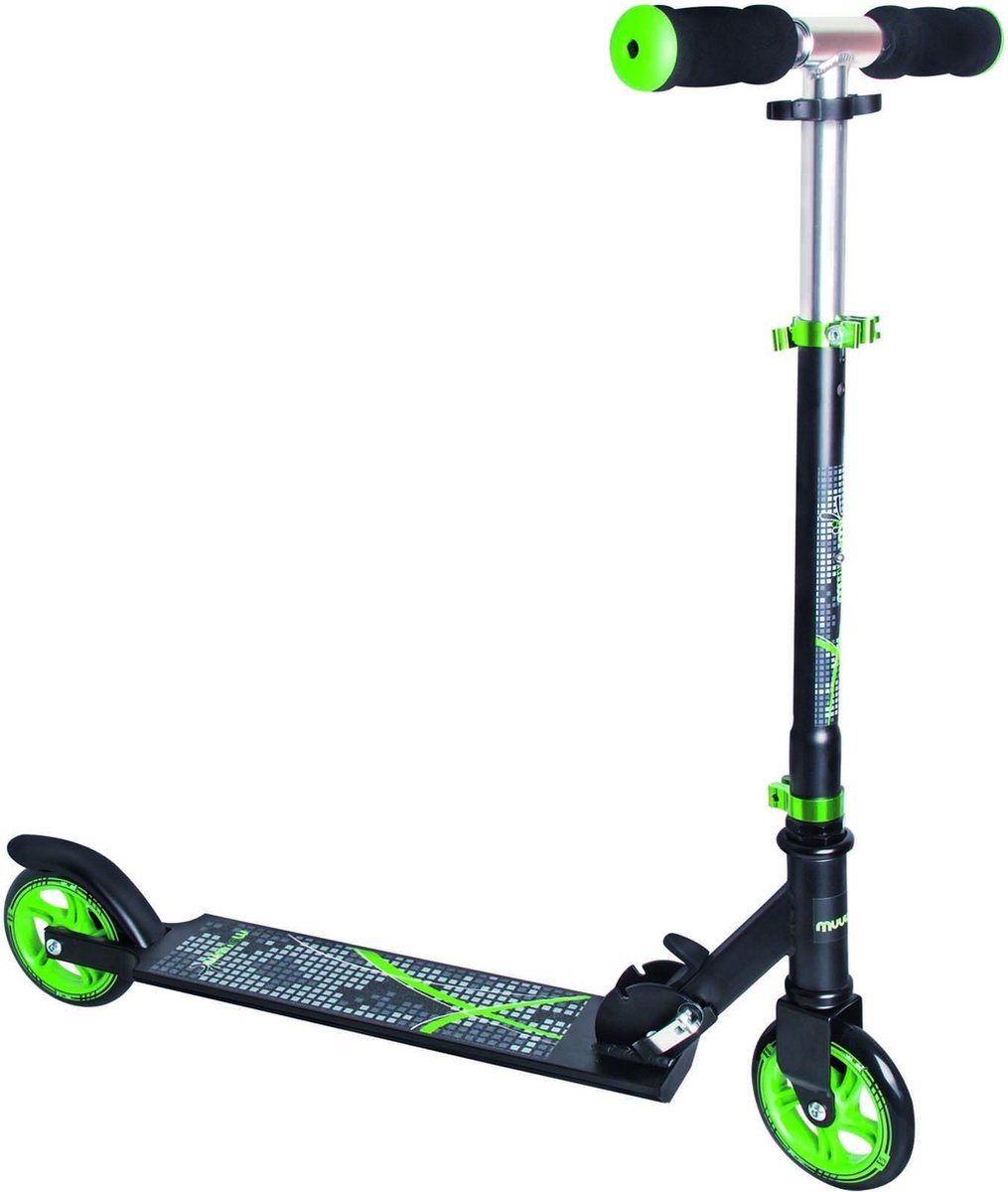 Muuwmi 2-Wiel Kinderstep - In Hoogte Verstelbaar - Voetrem - Aluminium - Zwart/Groen Step kopen online