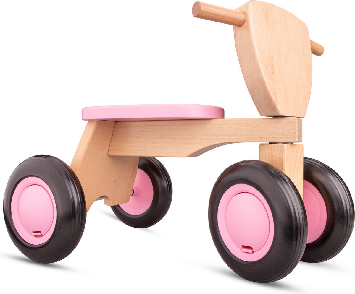 new classic toys houten loopfiets road star roze