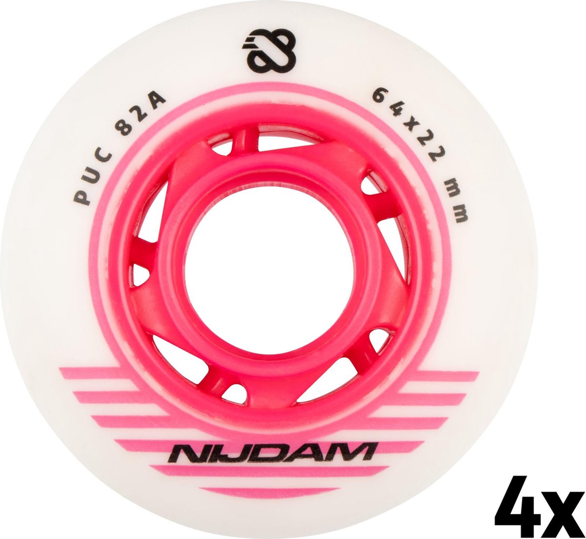 Nijdam Inline Skate Wielen Set - 64x24 mm - 4st - Wit/Roze Skateonderdeel kopen online