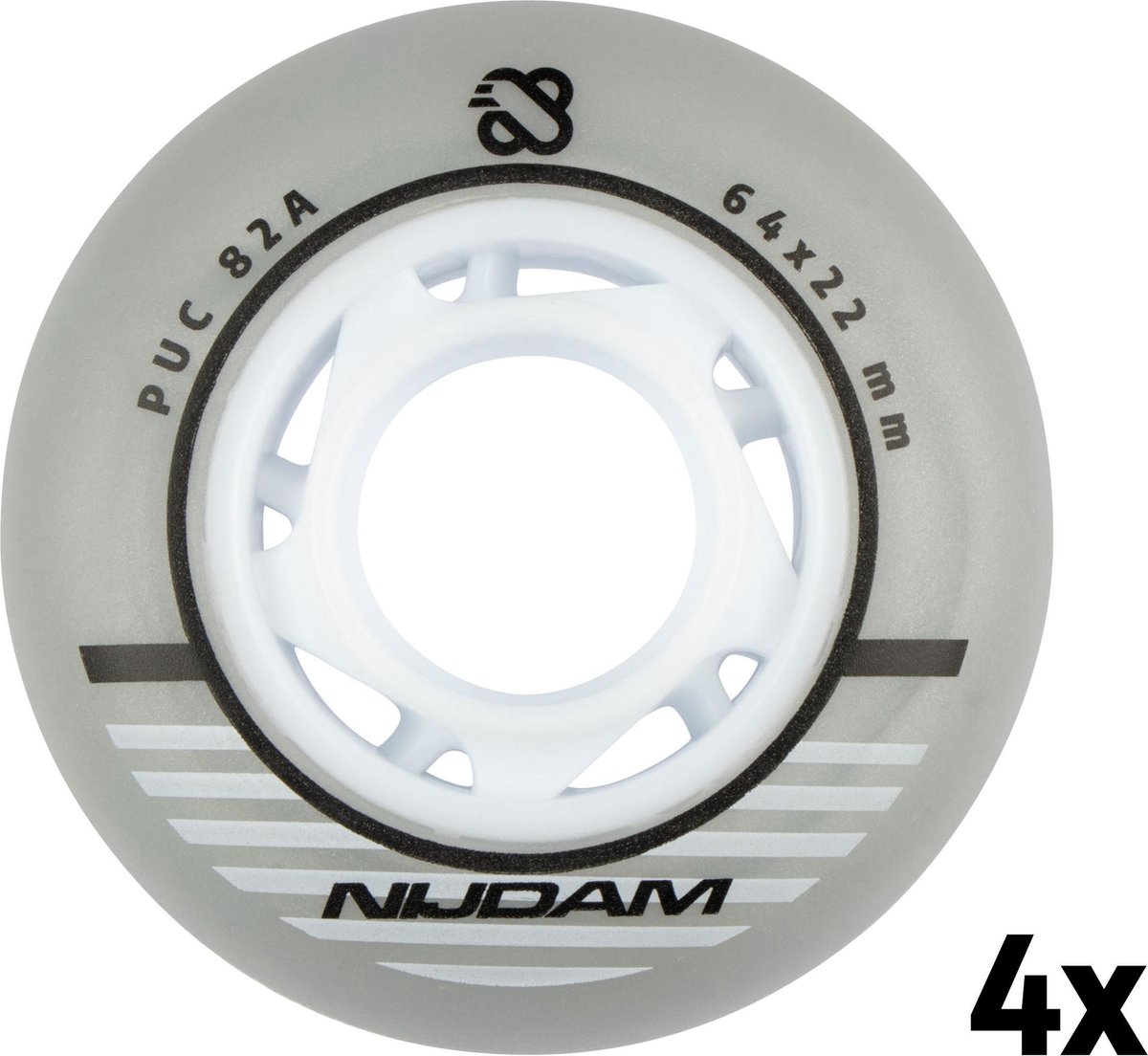 Nijdam Inline Skate Wielen Set - 64x24 mm - 4st - Zilver/Wit Skateonderdeel kopen online
