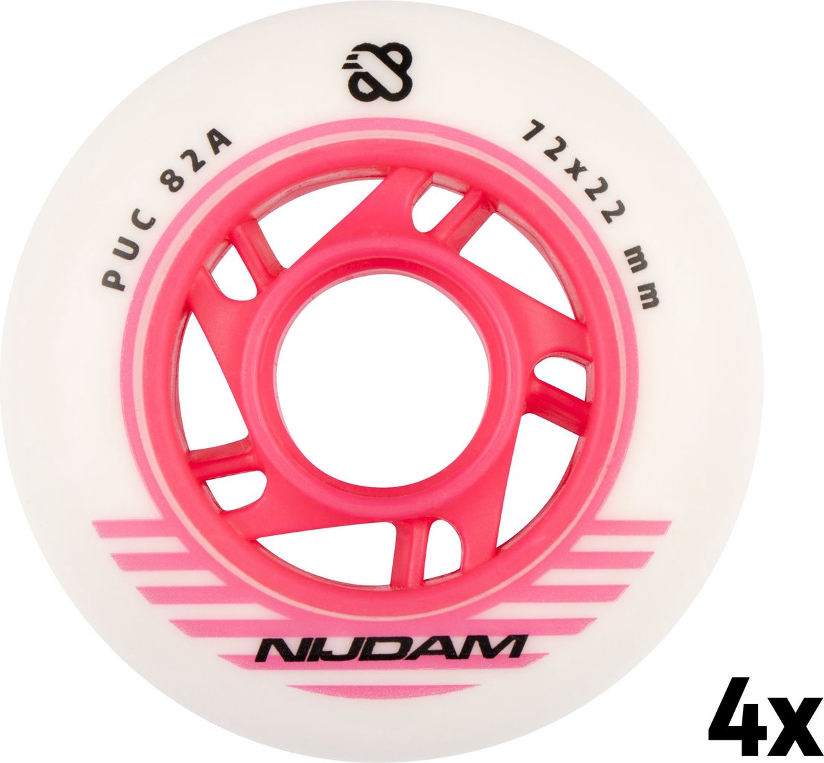 Nijdam Inline Skate Wielen Set - 72x24 mm - 4st - Wit/Roze Skateonderdeel kopen online