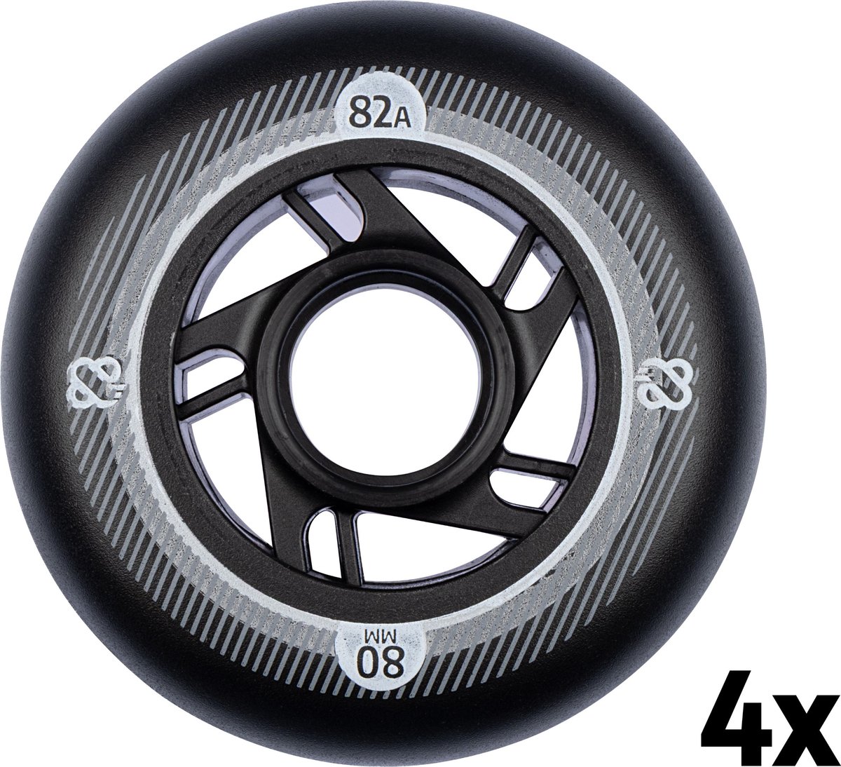 Nijdam Inline Skate Wielen Set - 80x24 mm - 4st - Black/Zwart Skateonderdeel kopen online