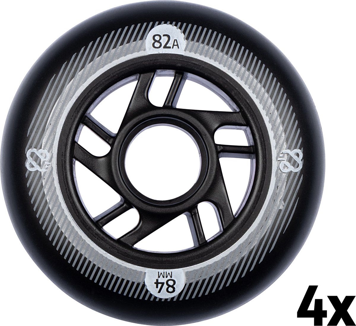 Nijdam Inline Skate Wielen Set - 84x24 mm - 4st - Black/Zwart Skateonderdeel kopen online