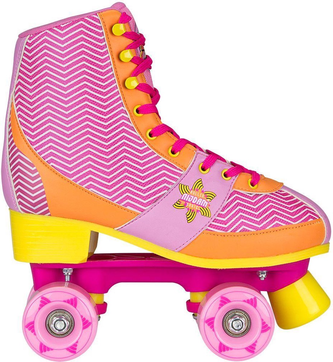 Nijdam Rolschaatsen - Chevron - Fuchsia/Oranje/Geel - 35/36 Rolschaatsen kopen online