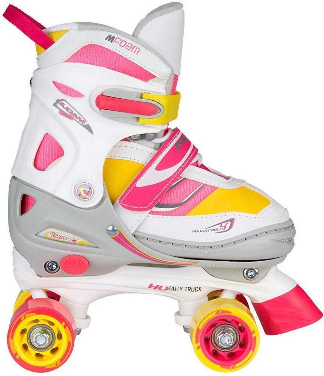 Nijdam Rolschaatsen Verstelbaar - Rave Skate - Wit/Roze/Geel - 38-41 Rolschaatsen kopen online