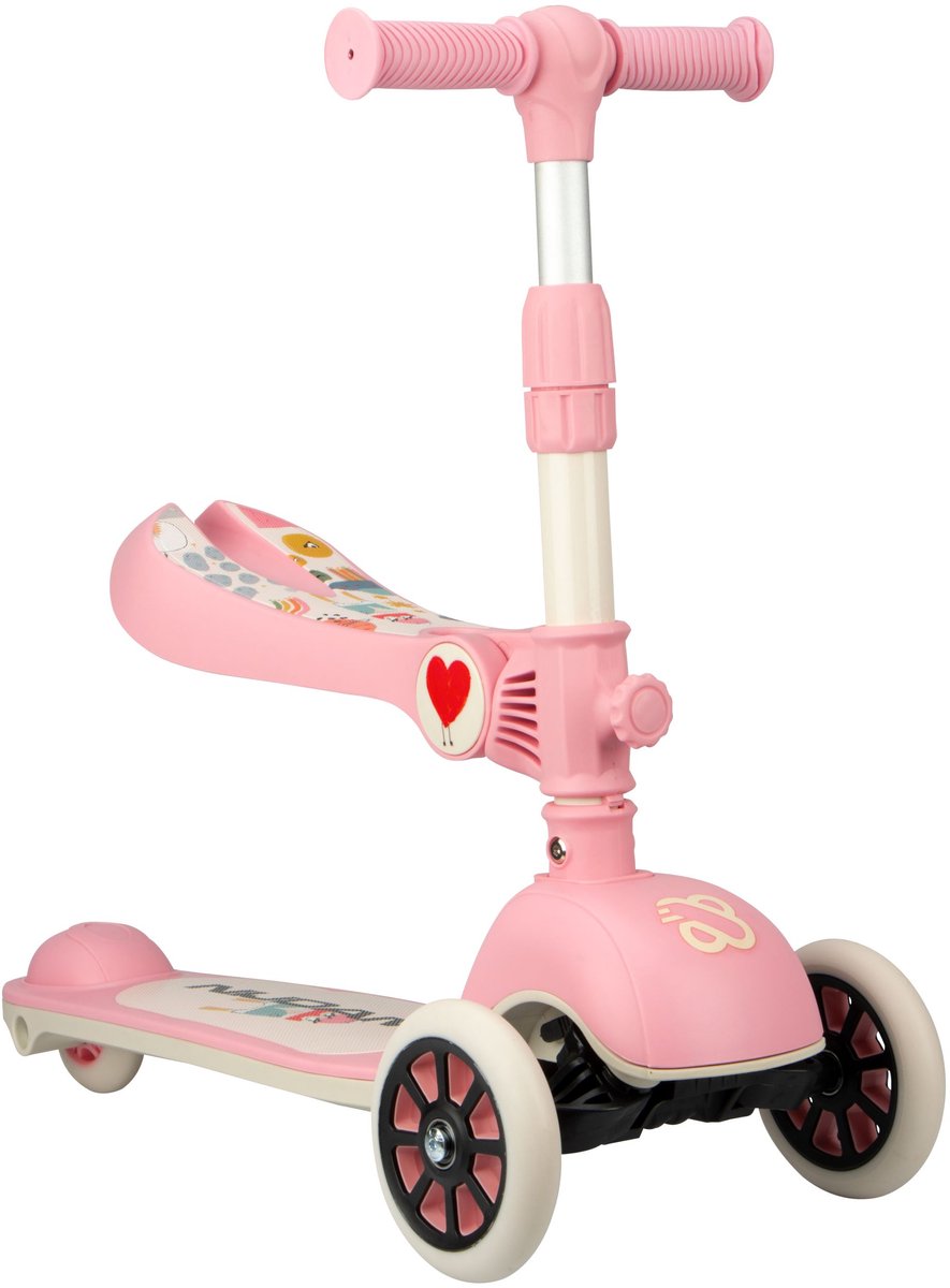 Nijdam Tri-Scooter - Kinderen - Met Afneembaar Zitje - Celestial Rider - Roze Step kopen online