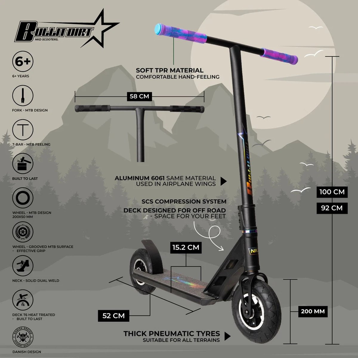 NKD Dirtscooter Bullit Black / Rainbow Step kopen online