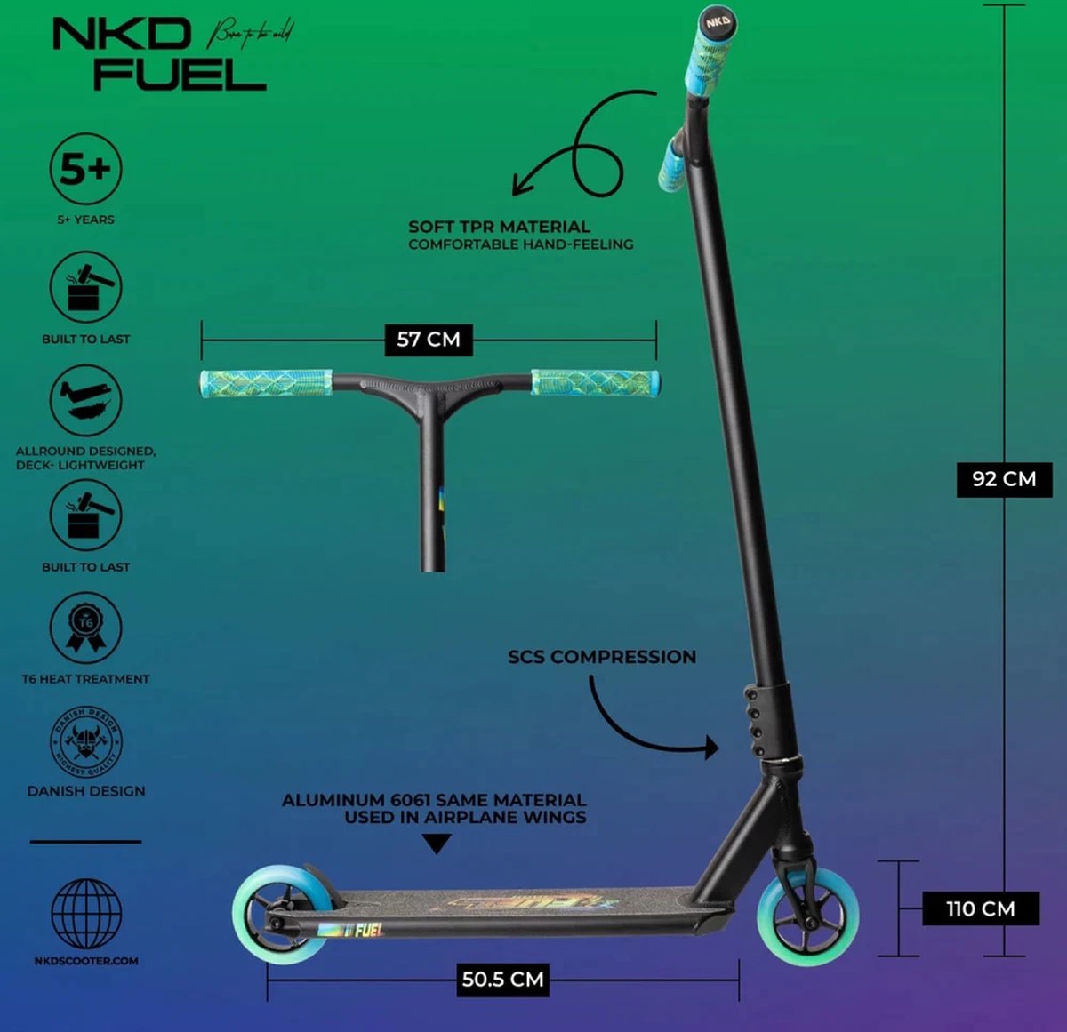 NkD Fuel Stuntstep Black / Mix Green Step kopen online