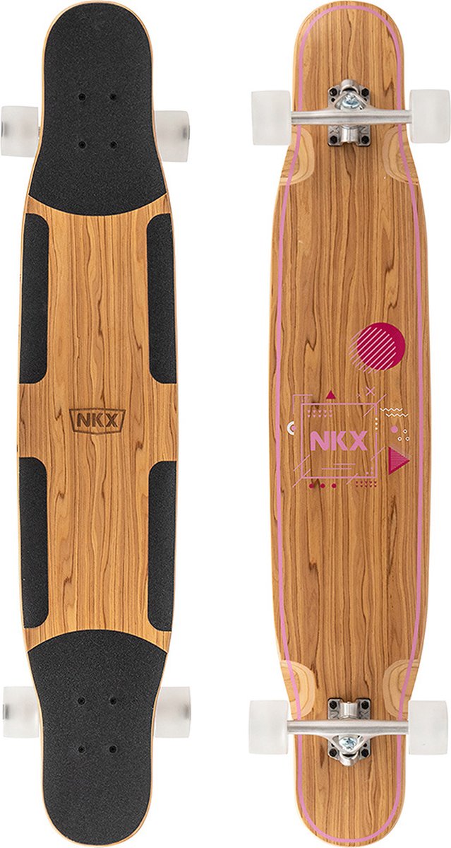 NKX Geometric Dancer Longboard 44 Olive Pink Longboard kopen online