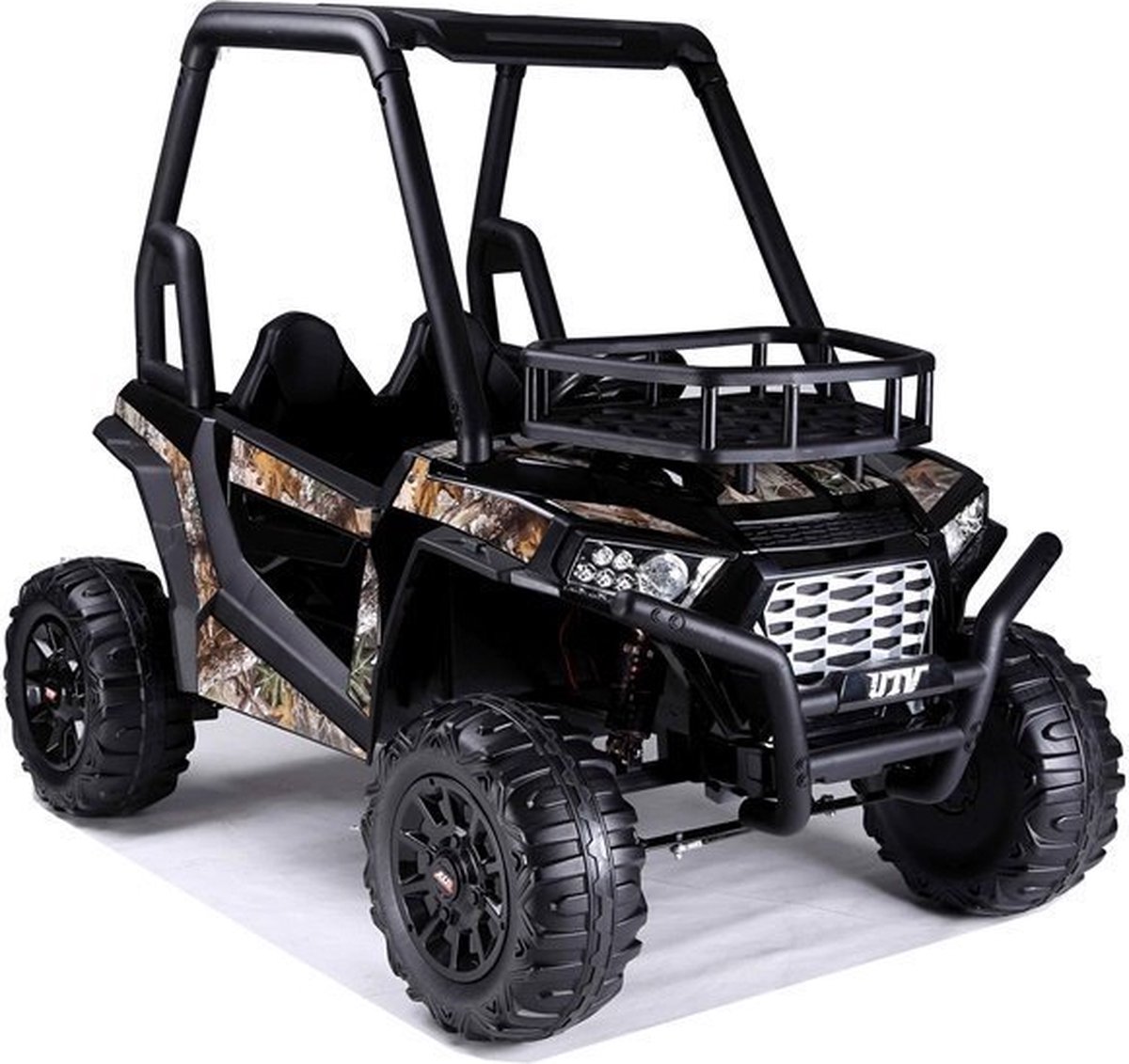 Off Road UTV Buggy 2 persoons elektrische kinderauto 24 volt Full Options - Rubberen Banden En Stoelen Van Zacht Ecoleer - Met Afstandsbediening - Elektrische auto voor kinderen accu - Zwart/Blad Accuvoertuig kopen online