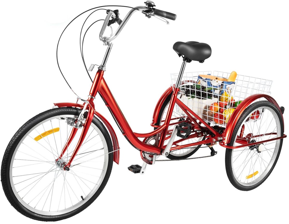 Ohana DT - Driewieler Voor Volwassenen – Driewielers – Driewieler Fiets Volwassenen – 6 Versnellingen – Vast Frame - Rood Driewieler kopen online