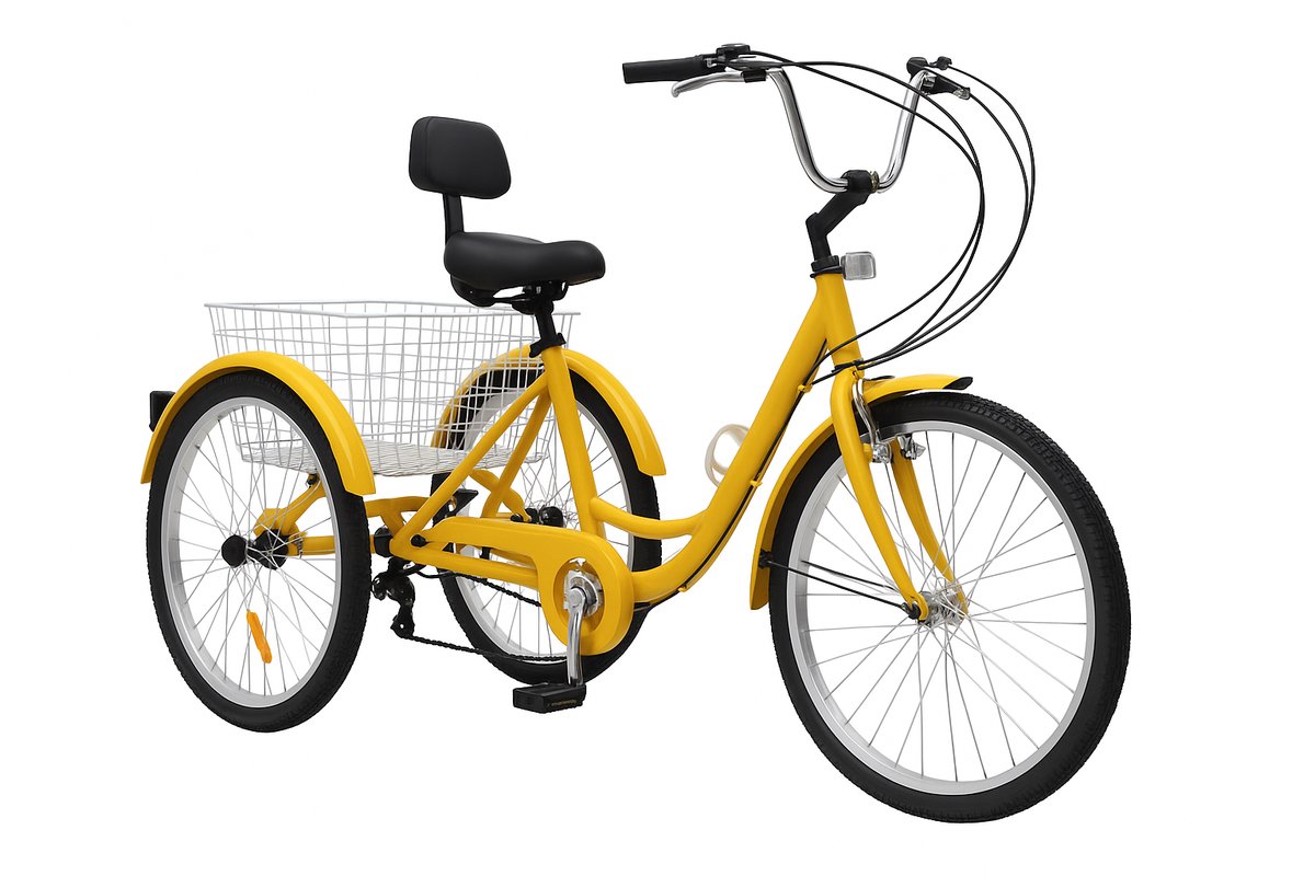 Ohana DT - Driewieler Voor Volwassenen – Driewielers – Driewieler Fiets Volwassenen – 7 Versnellingen – Inklapbaar Frame - Geel Driewieler kopen online