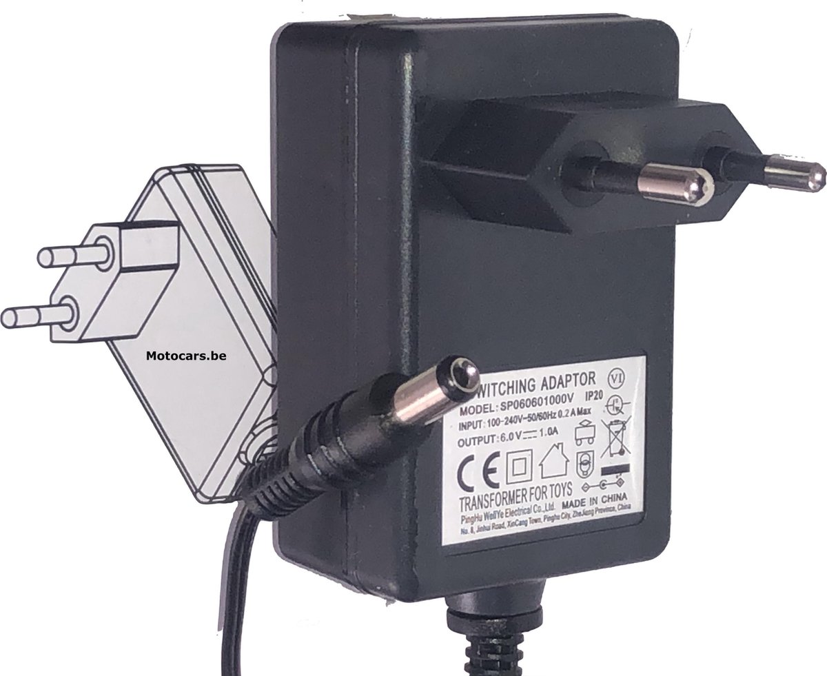 Oplader / Adapter 6V voor elektrische kinderauto, kinderscooter, kinderquad (alle accuvoertuigen) Accuvoertuig kopen online