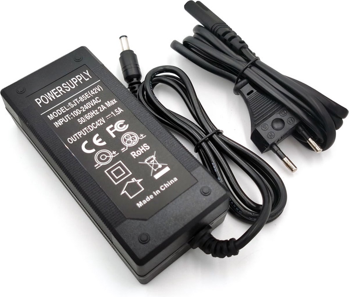 Oplader - Adapter - voor elektrische step Denver - universeel - 42volt - 2A - connector 2.1 - E-step Roeselare Buitenspeelvoertuigaccessoire kopen online