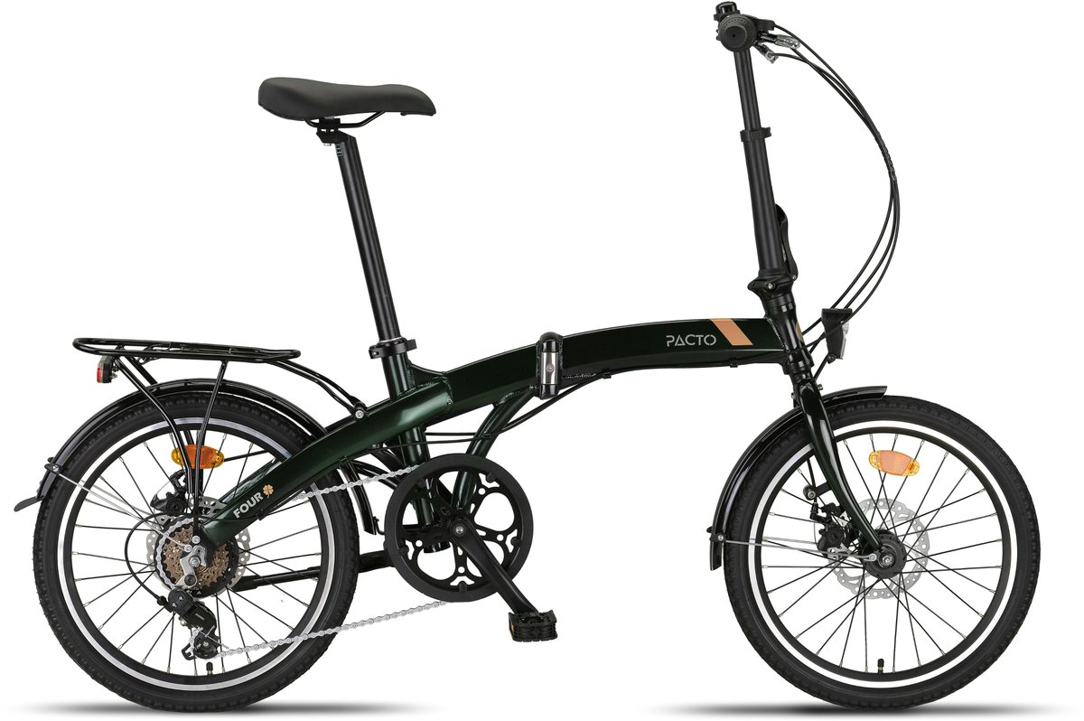 pacto four s vouwfiets groen 20 inch shimano 6v aluminium schijfrem plooifiets folding bike disc