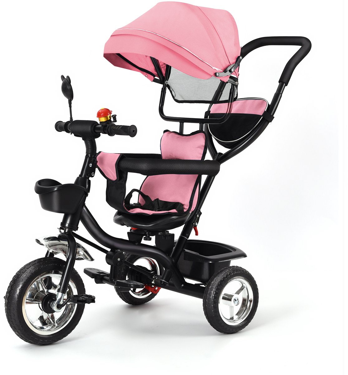PIPIPOXER -Kinderdriewieler Driewieler met duwstang-360° draaibare zit-Met zonnescherm- Roze Driewieler kopen online