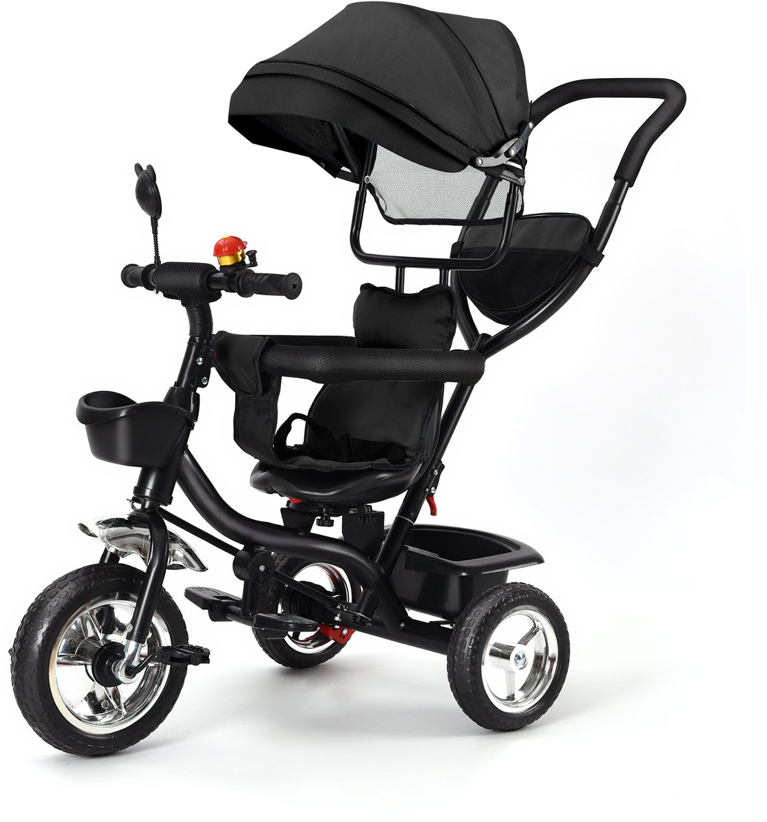 PIPIPOXER -Kinderdriewieler Driewieler met duwstang-360° draaibare zit-Met zonnescherm- Zwart Driewieler kopen online