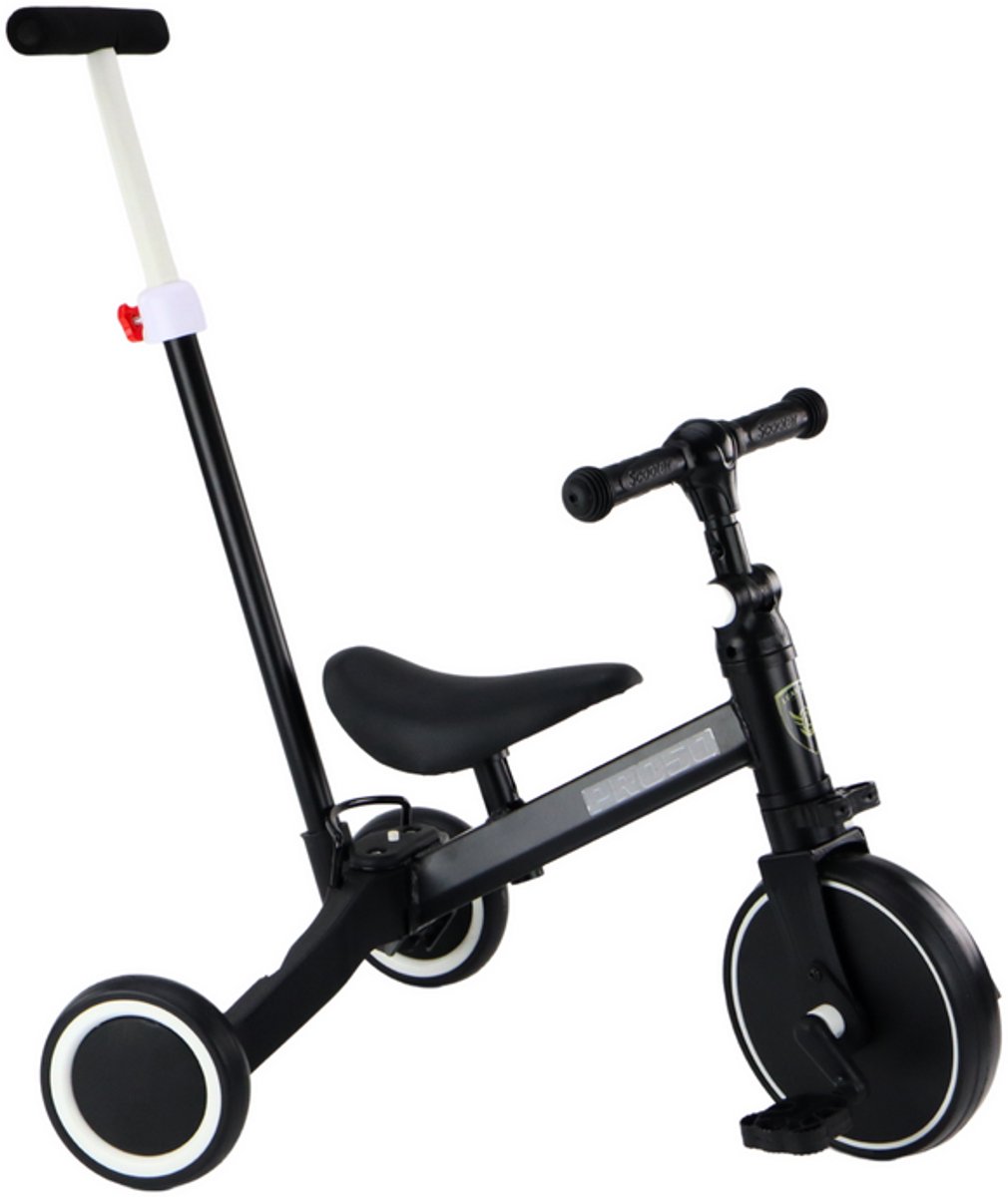 playos 3 in 1 loopfiets met duwstang zwart verstelbaar driewieler fiets kinderfiets cadeau speelgoed