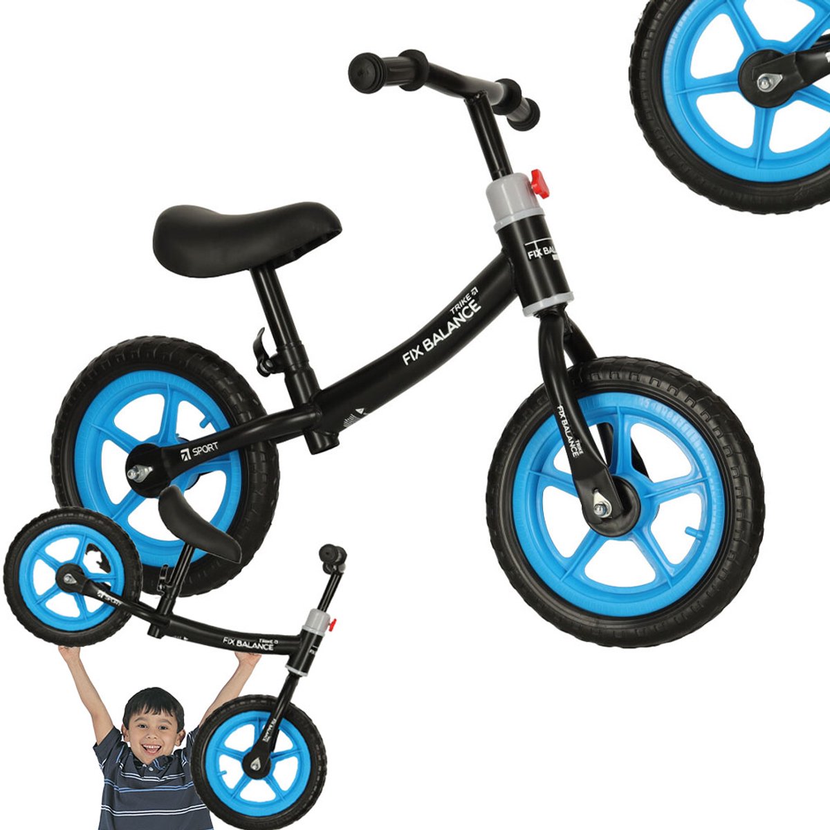 Playos® - Loopfiets - Zwart / Blauw - Verstelbaar Zadel & Stuur - van 80 tot 108 cm - tot 35 kilo - Balansfiets - Leren Fietsen Loopfiets kopen online