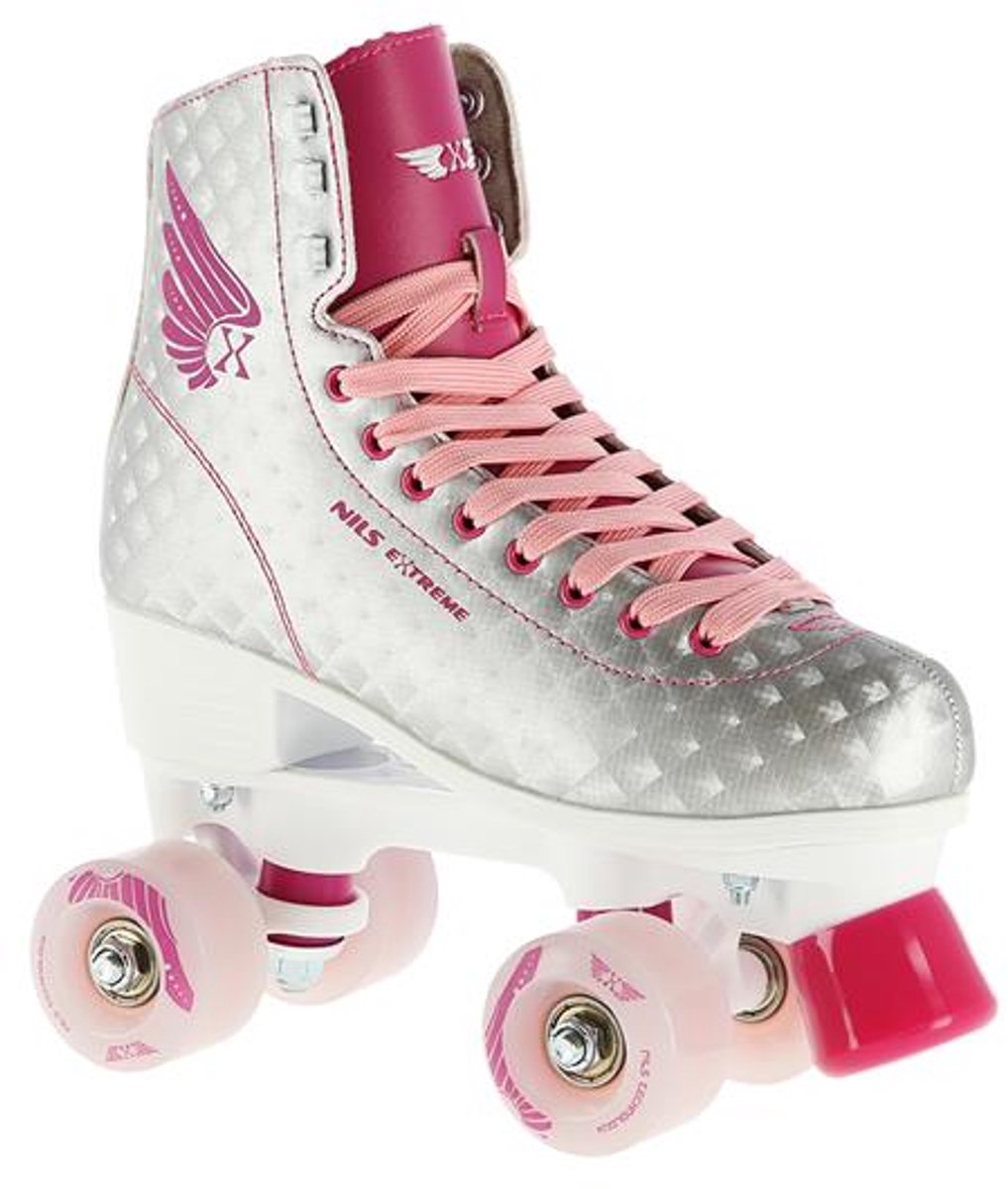 Playos® - Rolschaatsen - Roze / Zilver - Maat 37 - tot 60 kg - Rollerskates - Kinderen en Volwassenen - Buitenspeelgoed Rolschaatsen kopen online
