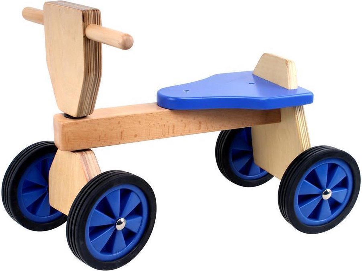 Playwood Loopfiets - Vierwieler - Blauw - Hout Loopfiets kopen online
