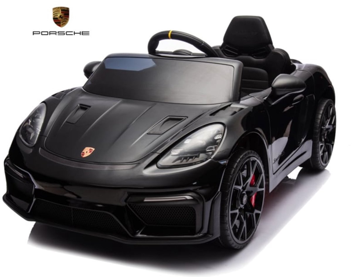 Porsche 718 Spyder RS zwart 12V, Porsche 718 Spyder RS Elektrische kinderauto 12V, Porsche Elektrische kinderauto 12 volt, Porsche 12V Accuvoertuig kopen online