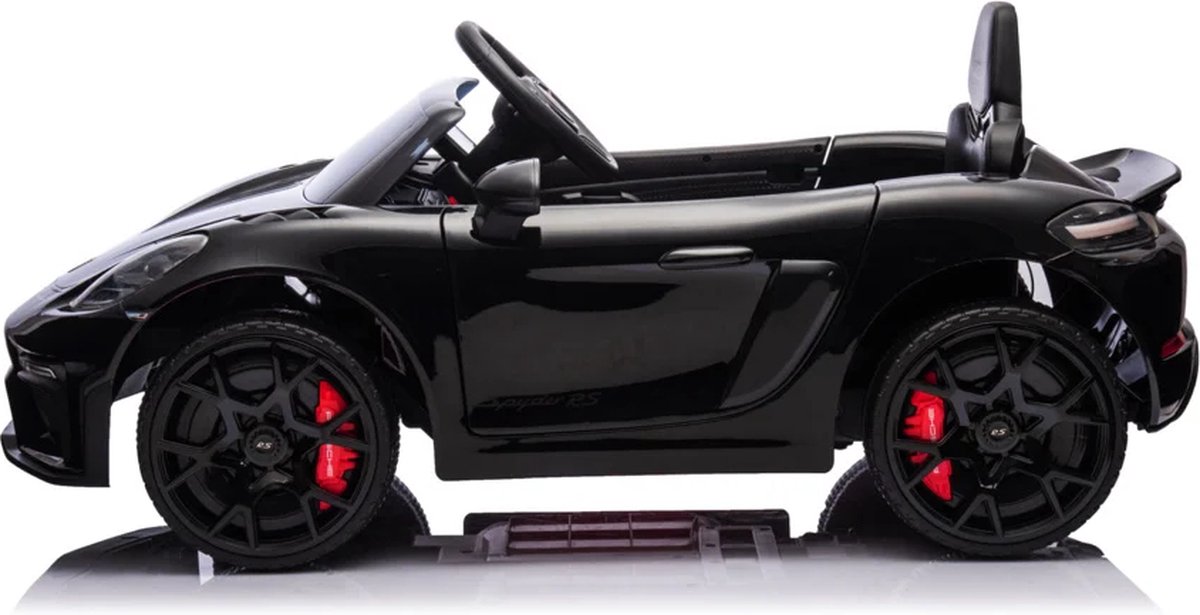 Porsche Spyder RS Zwart, 12V kinder accu auto, rubberen banden, leder zitje en meer! Accuvoertuig kopen online
