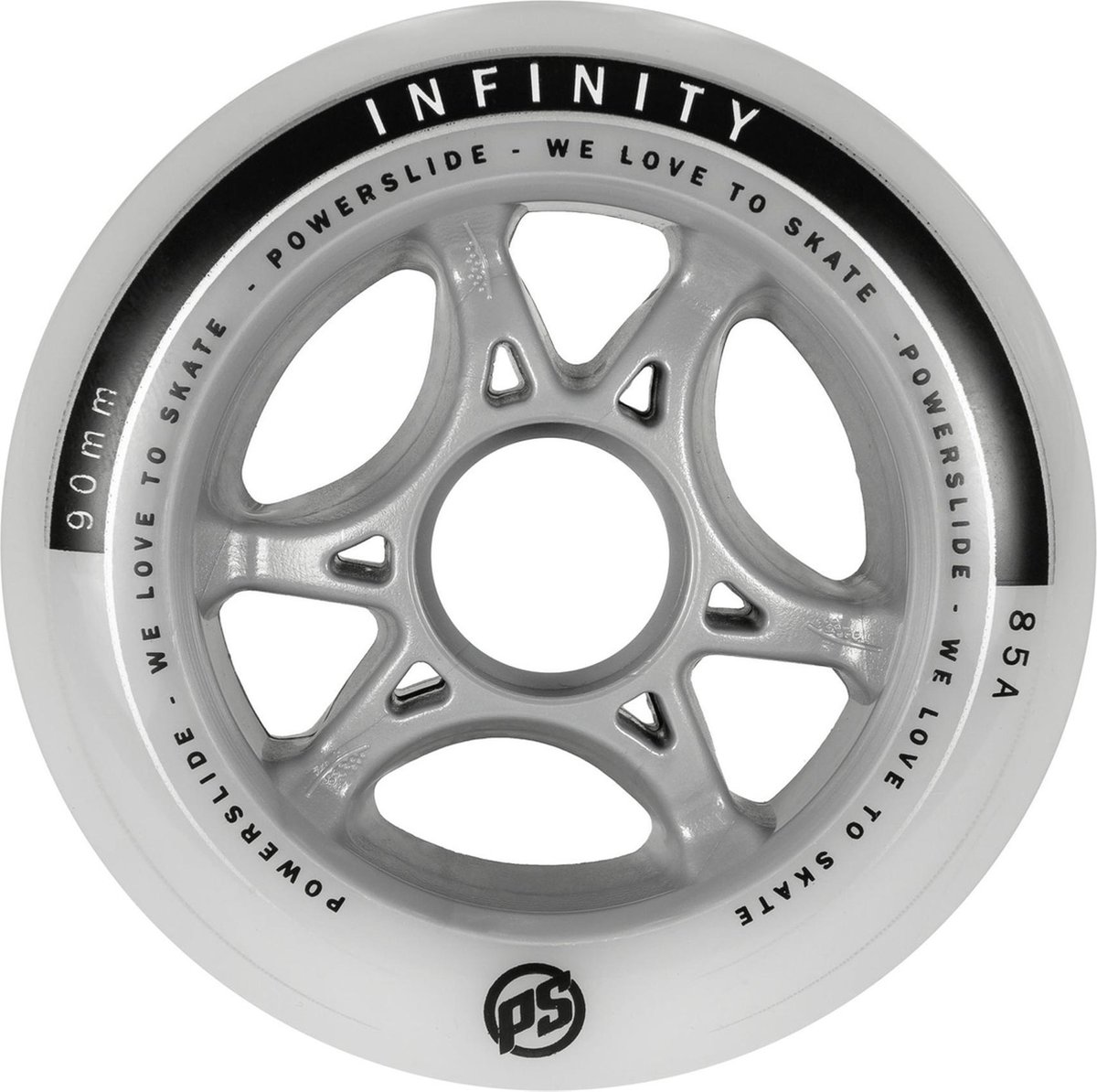 powerslide wielen infinity 90 mm 85a 4 stuks grijs