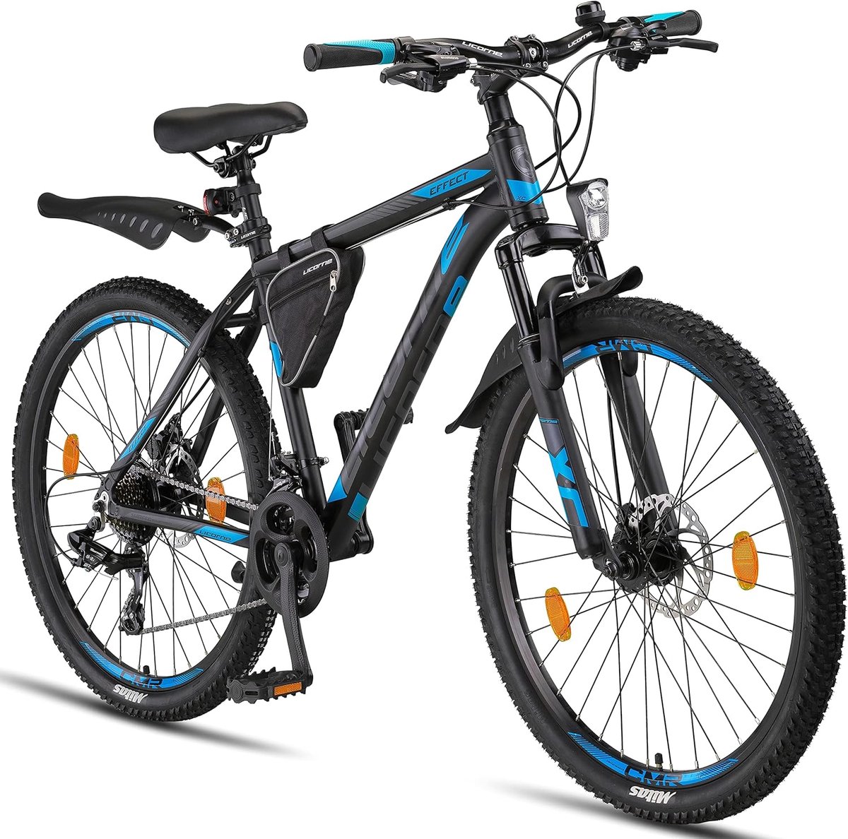 Premium mountainbike met 21 versnellingen en schijfrem, zwart/blauw voor jongens, meisjes, heren en dames Kinderfiets kopen online