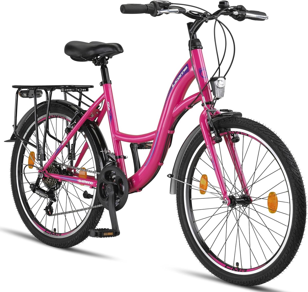 premium stadfiets 24 inch fiets voor meisjes en jongens met shimano 21 versnellingen roze