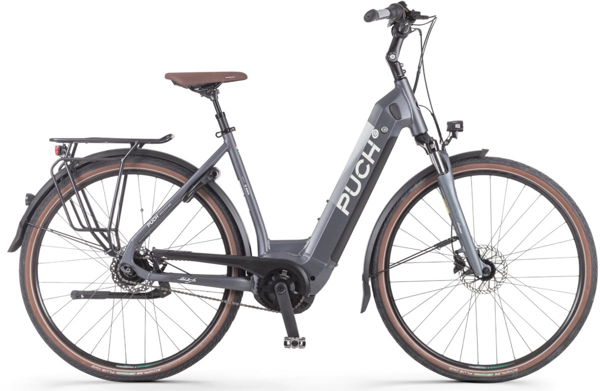 puch e maxi s active plus 500 elektrische fiets mat antraciet accu 500wh 250w bosch middenmotor shimano nexus 8 versnellingen hydraulische remmen