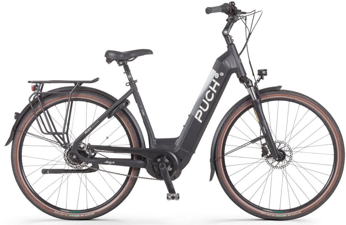 puch e maxi s active plus 500 elektrische fiets mat zwart accu 500wh 250w bosch middenmotor shimano nexus 8 versnellingen hydraulische remmen