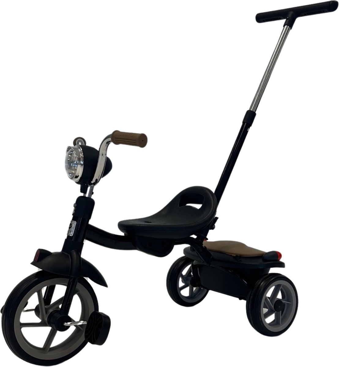 Puck Driewieler Zwart-bruin met duwstang Driewieler kopen online