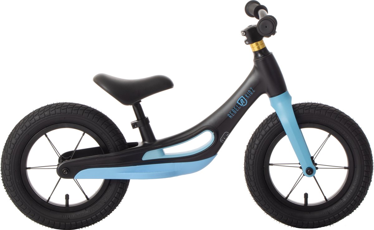 Rebel Kidz Loopfiets - Loopfiets - 12 Inch - Zwart/Blauw Loopfiets kopen online