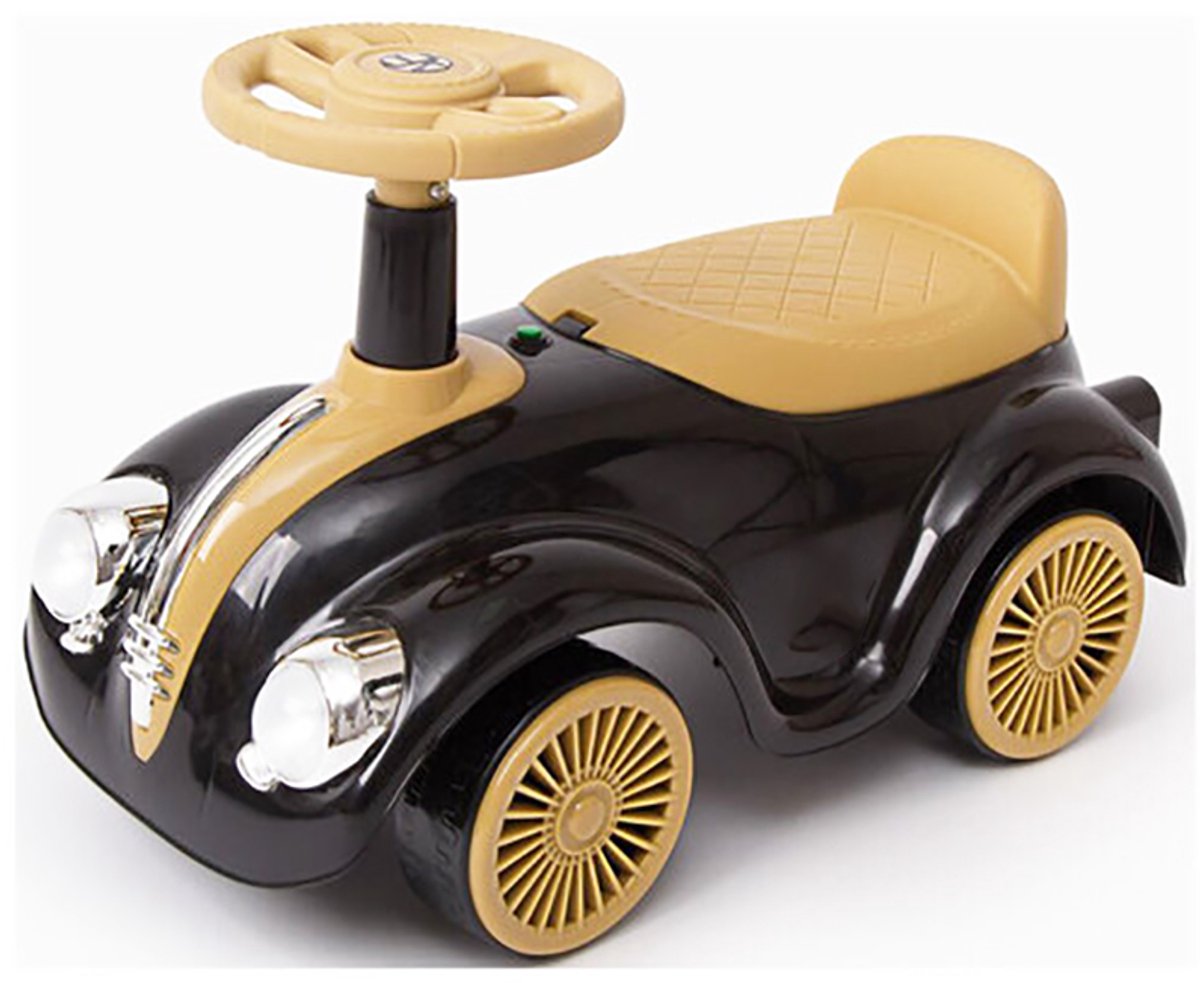 retro classic loopauto 55cm zwart muziek lichtjes lichtgevende koplampen vanaf 1 jaar