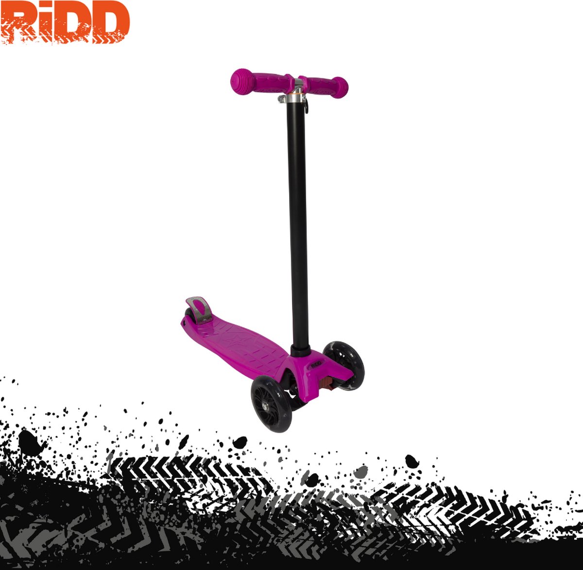RiDD Kids Scooter - Stunt Scooter - Step - ABEC-7 - Vanaf 3 jaar - 2 Achterwielen met LED verlichting - RVS Rem - Pink - Roze Step kopen online