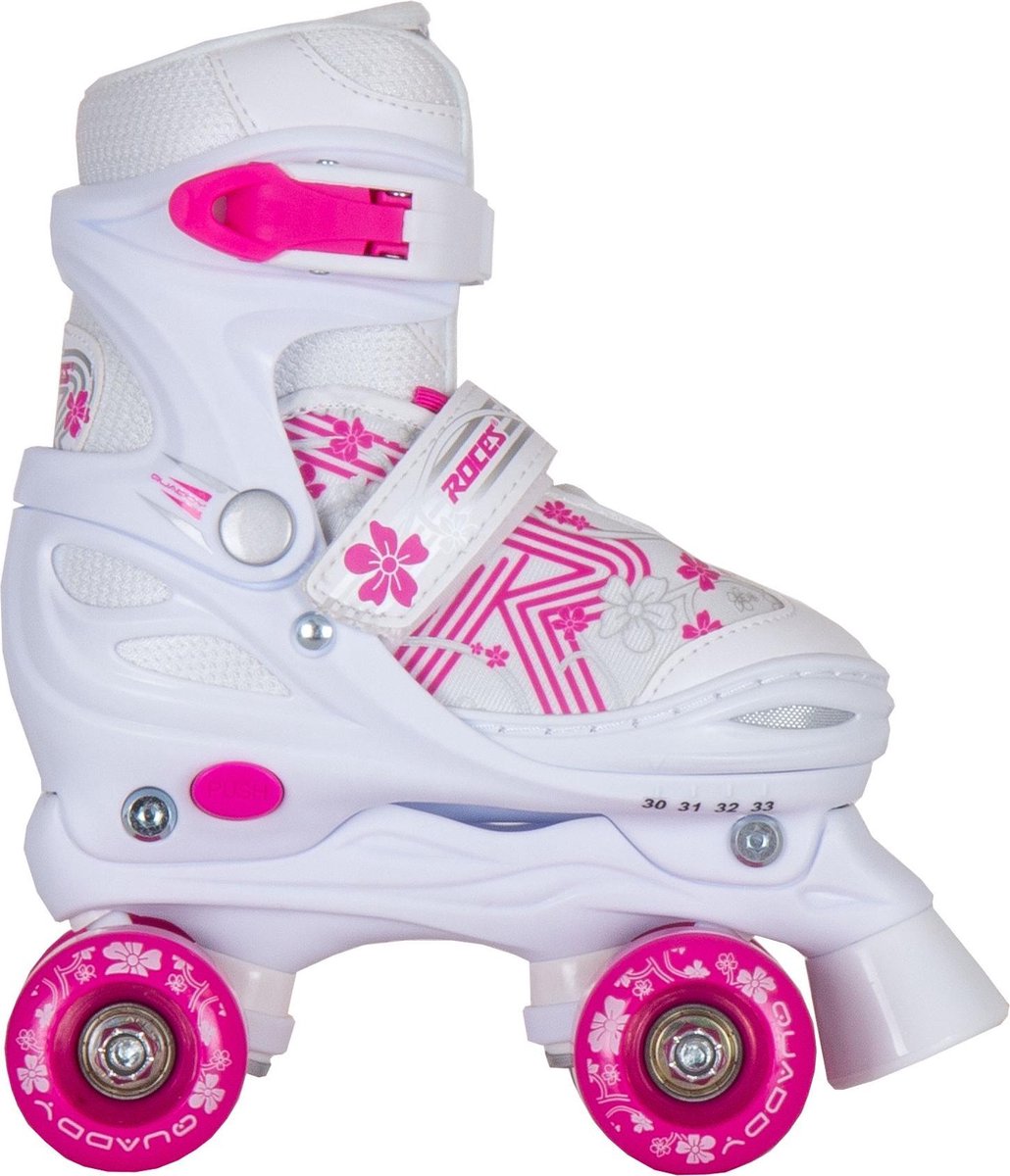 roces quaddy 3 0 rolschaatsen kinderen wit roze 34 37