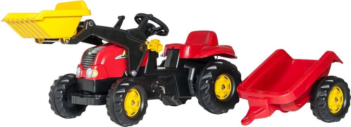 Rolly Toys Rollykid Rood - Traptractor Met Aanhanger en Frontlader Traptractor kopen online