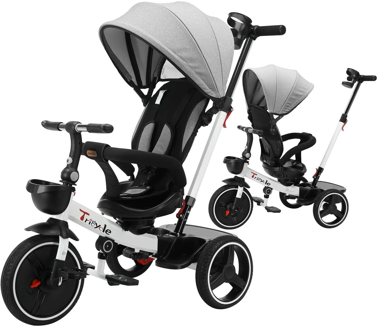 RoyaLuxe - Driewieler - Grijs - Driewieler Met Duwstang - Driewielers - Baby - Baby Speelgoed - Fiets - Fiets Met Stang Driewieler kopen online