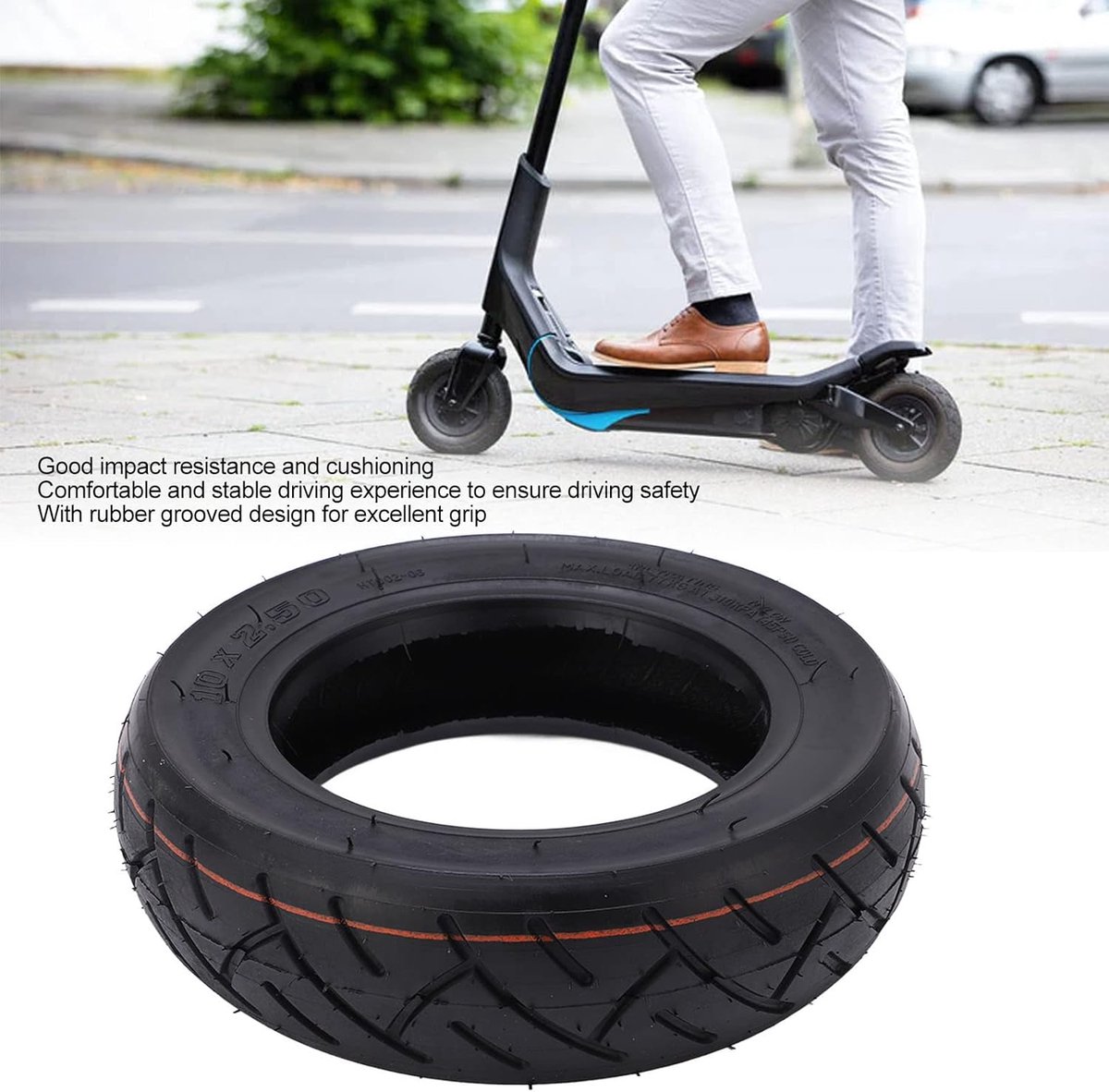 Rubberen band voor elektrische step, 10x2.5, explosiebestendig, tubeless, off-road racing - Luchtband voor elektrische step Buitenspeelvoertuigaccessoire kopen online