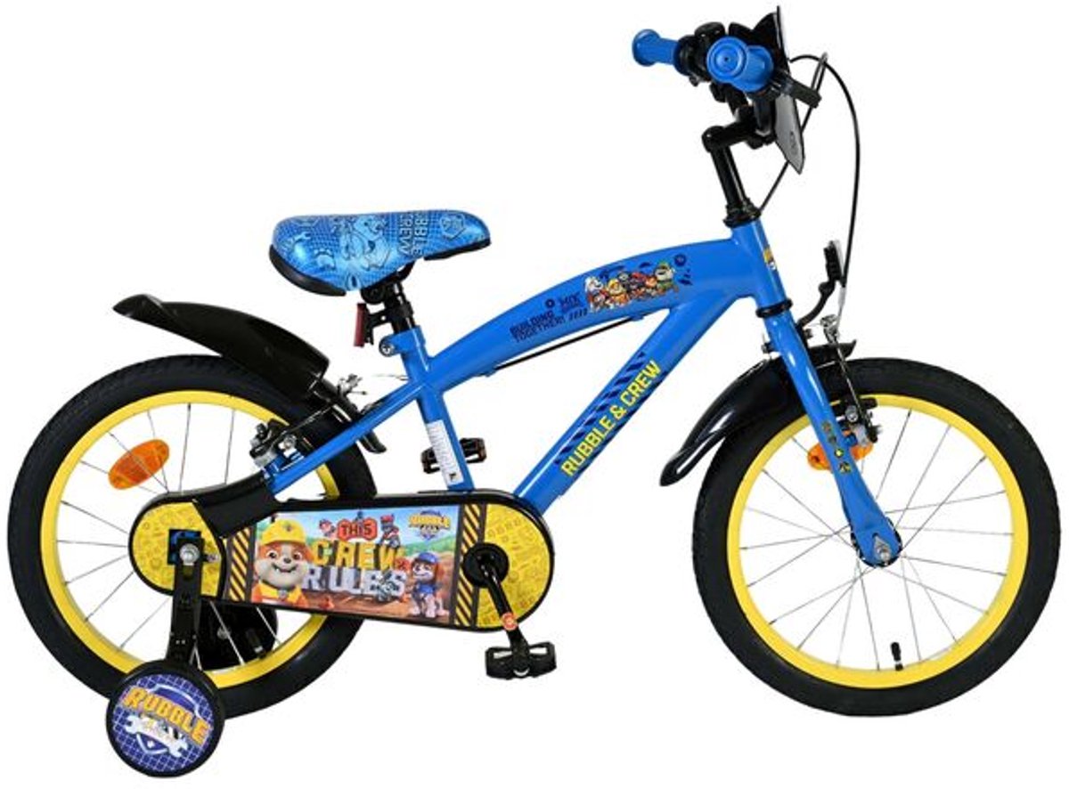 Rubble & Crew Kinderfiets - Jongens - 16 inch - Blauw - Twee handremmen Kinderfiets kopen online