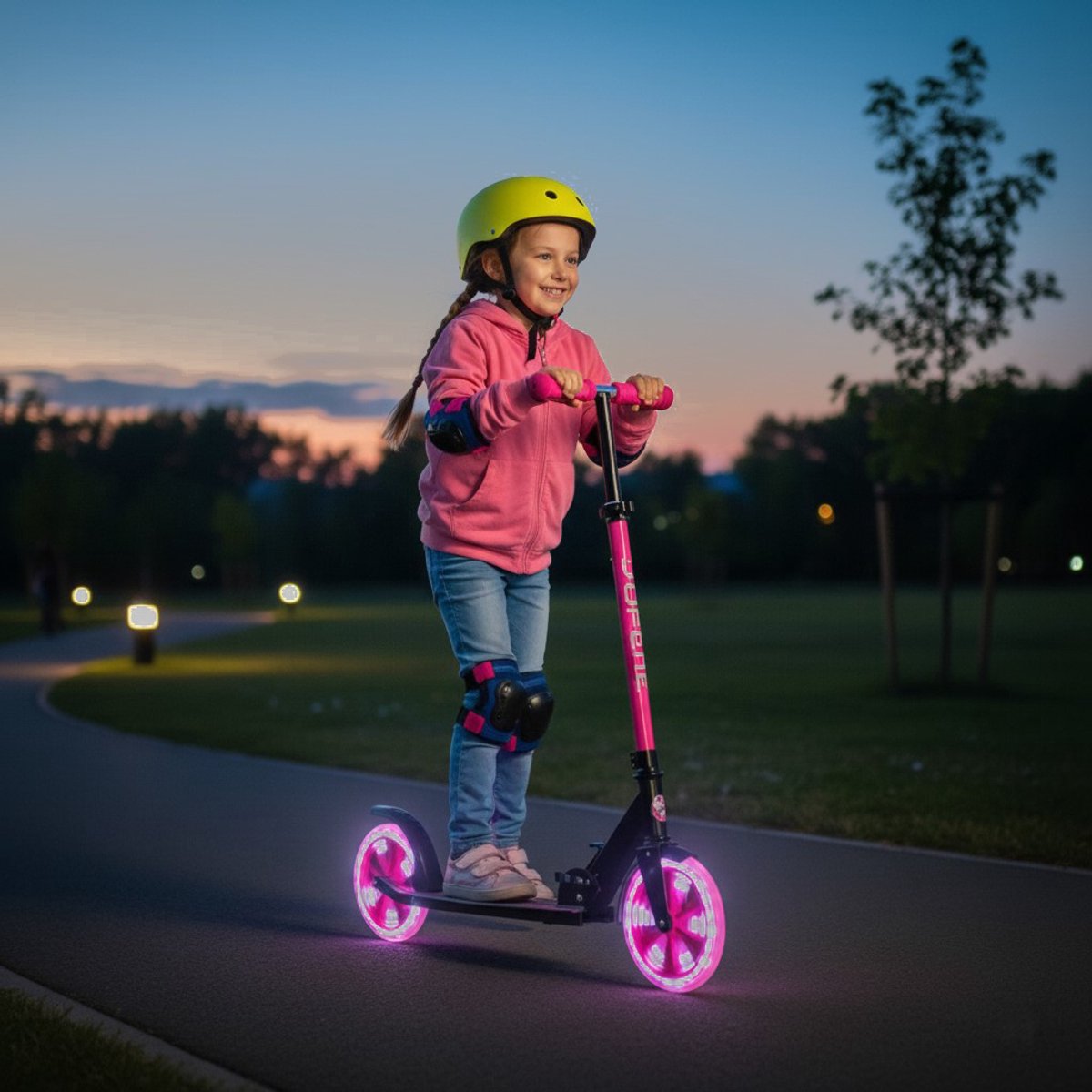 Sajan - Step met LED wielen - Kinderstep - Grote Wielen - 20cm - Step - Roze-Zwart Step kopen online