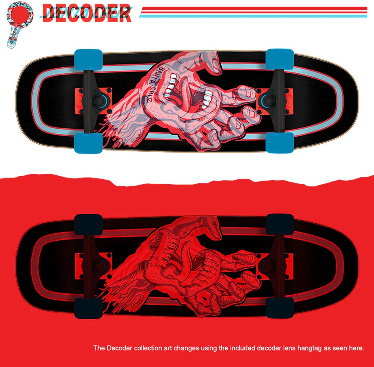 Santa Cruz - Decoder Roskopp Black/Red 37.5 Drop Down Longboard Longboard kopen online