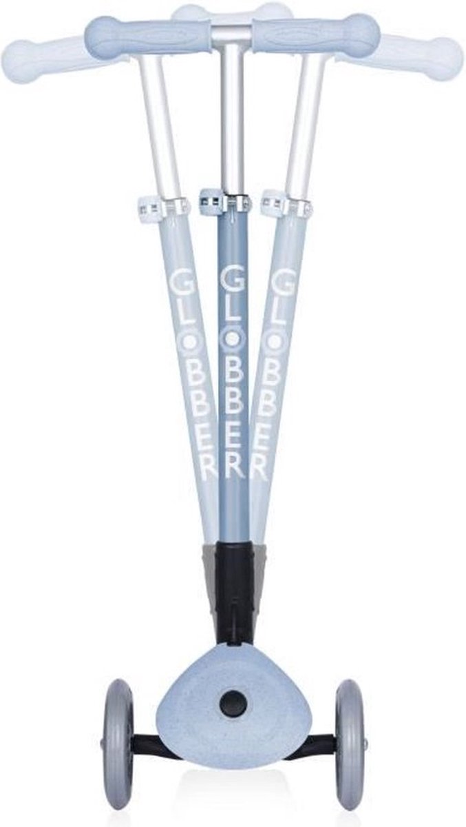 schaalbare 3 wiel scooter globber active ecologic cassis blue gerecycled plastic drager brede zitting 15 maanden tot 9 jaar