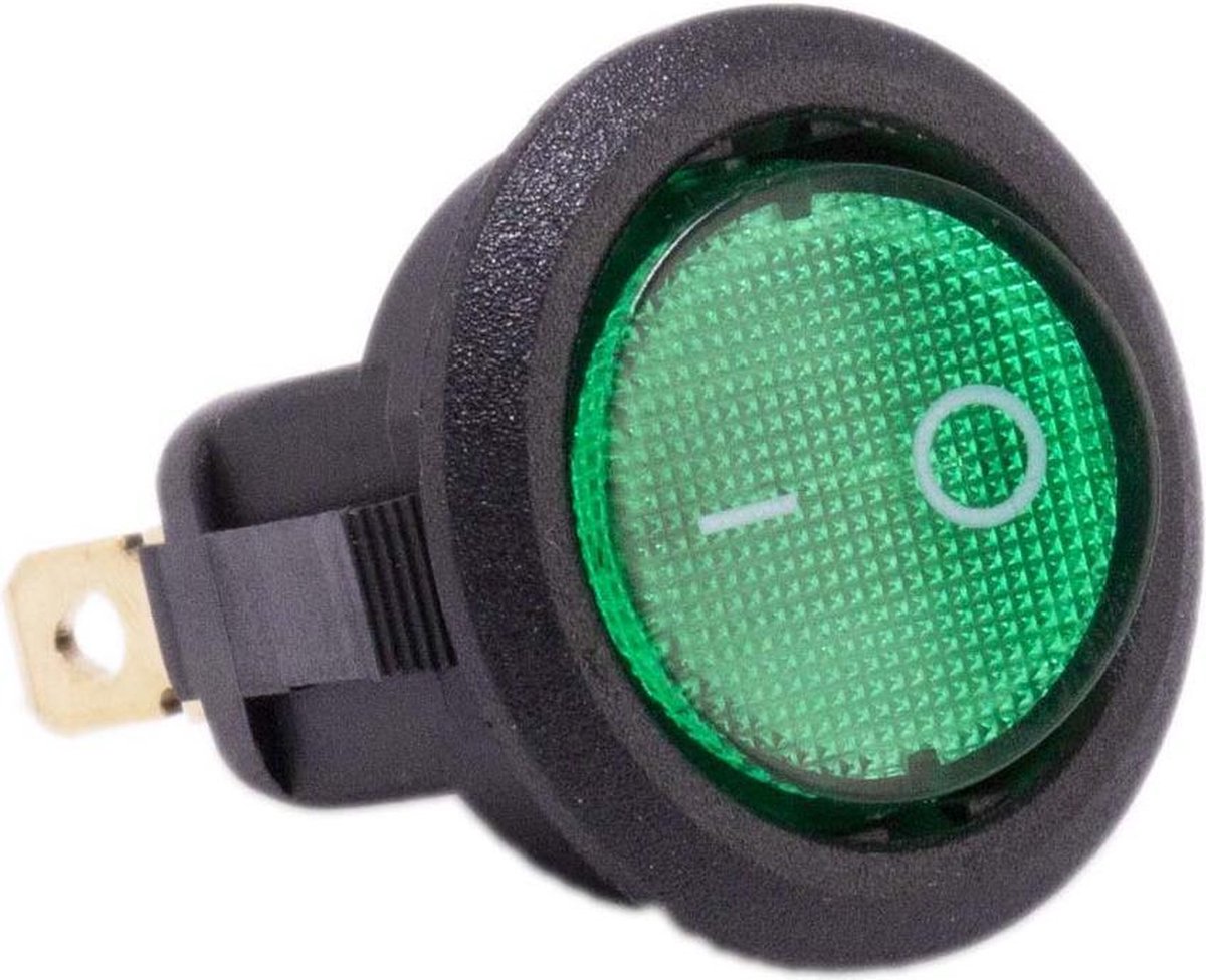 Schakelaar 12V aan uit groen rond met LED voor elektrische kinderauto - kindermotor - kinderquad - kindertractor - accuvoertuig Accuvoertuig kopen online