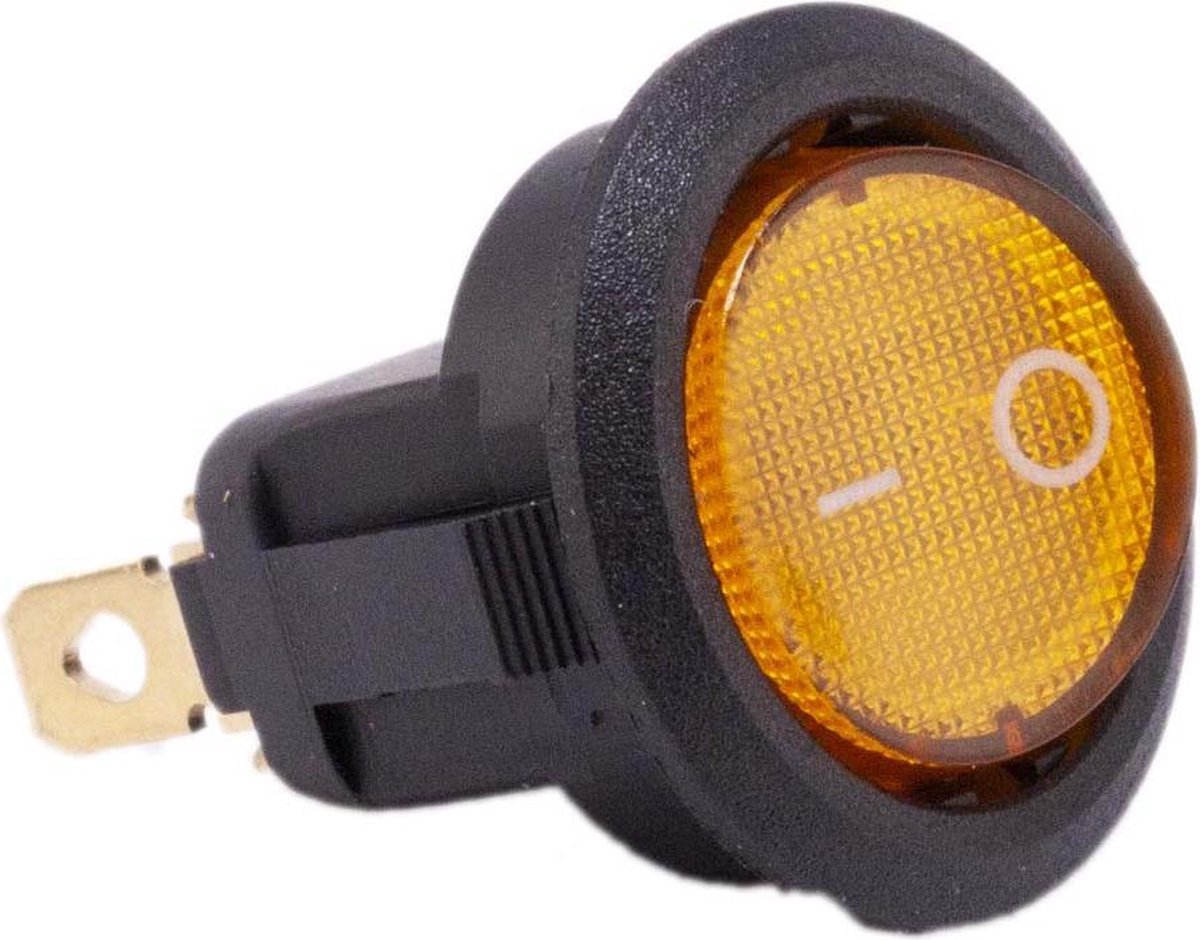 Schakelaar 12V aan uit oranje rond met LED voor elektrische kinderauto - kindermotor - kinderquad - kindertractor - accuvoertuig Accuvoertuig kopen online