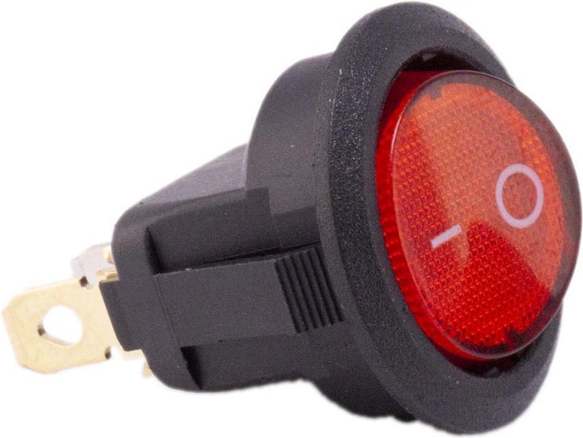 Schakelaar 12V aan uit rood rond met LED voor elektrische kinderauto - kindermotor - kinderquad - kindertractor - accuvoertuig Accuvoertuig kopen online