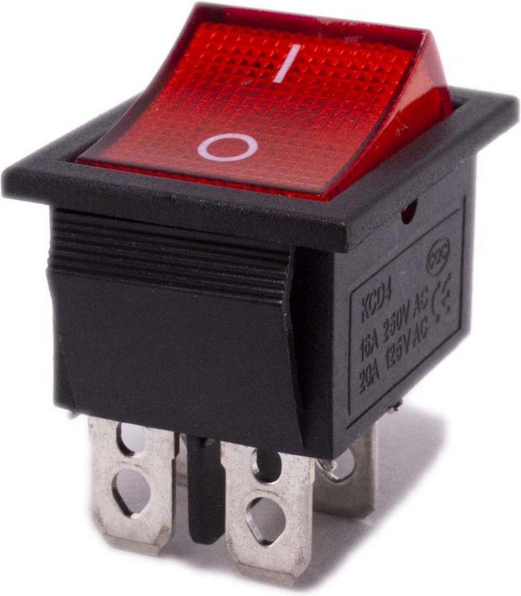 schakelaar aan uit 31mm x 25mm rood transparant voor elektrische kinderauto kindermotor kinderquad kindertractor accuvoertuig